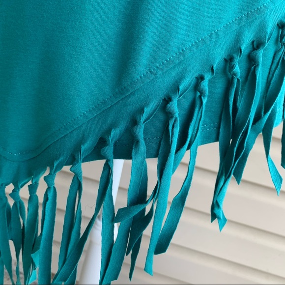 •Serena Williams• Jade Green Fringe Tunic Top-Med - Picture 4 of 9
